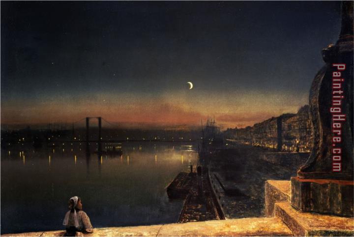 John Atkinson Grimshaw Rouen at Night From The Pont De Pierre 1878